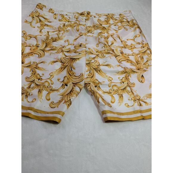 Gold 44W Baroque Style Print Elastic,Button, & Zip Shorts by Cigar Couture - Picture 11 of 11